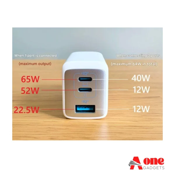 Anker A2667 PowerPort III 3 Port 65W POD Charger Series 7