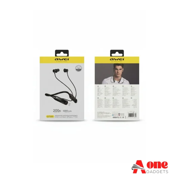 Awei G75BL 200Hour With Display Neckband Sports Earphones
