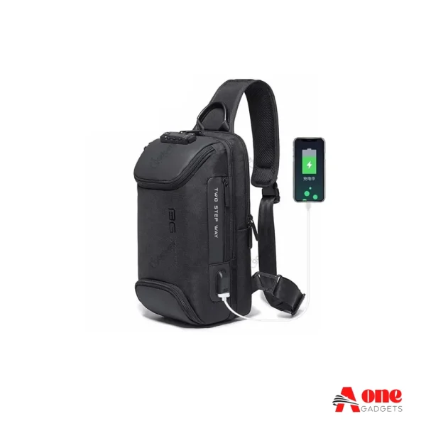 BANGE BG-7082 Anti-Theft TSA Lock Crossbody Bag with External USB Port
