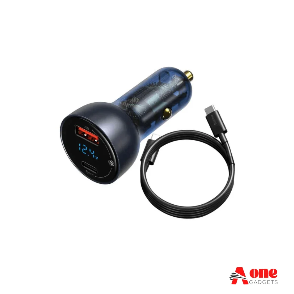 Baseus Particular Digital Display QC+PPS Dual Quick Charger Car Charger With Cable - 65W