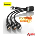Baseus Two-for-three Fast Charging Cable (U+C to M+L+C) 100w-Black