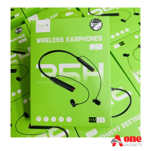HM 65 Wireless Earphones Surpass Nick Bend35 Hours Back Up.Metal Magnet