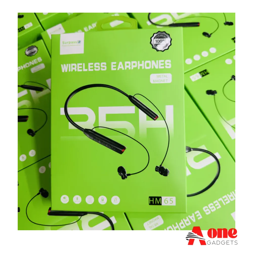 HM 65 Wireless Earphones Surpass Nick Bend35 Hours Back Up.Metal Magnet