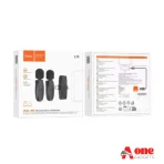 Hoco L15 Type C & Lightning Dual Mic Lavalier Wireless Microphone Black