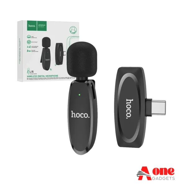Hoco L15 Type-C Wireless Lavalier Digital Microphone(Black)