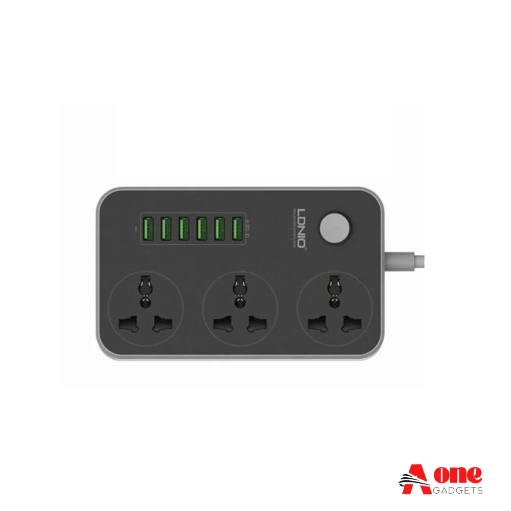 LDNIO 6 USB Ports with 3 Anti Static Power Socket