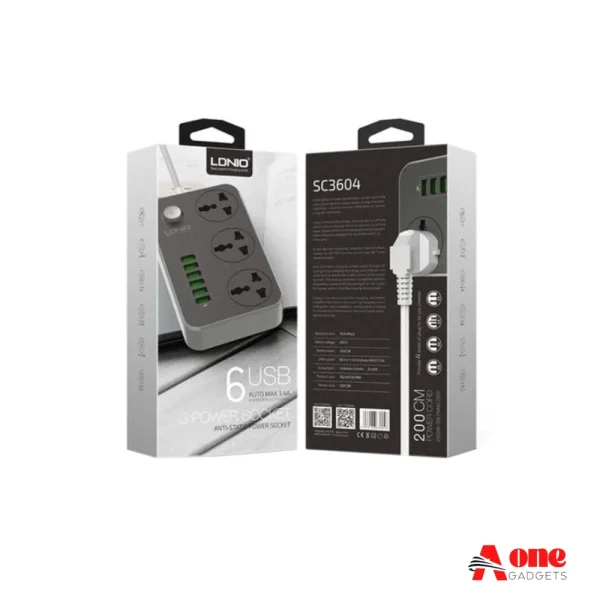 LDNIO SC3604 Defender Series 6/3 USB+Power Multiplug