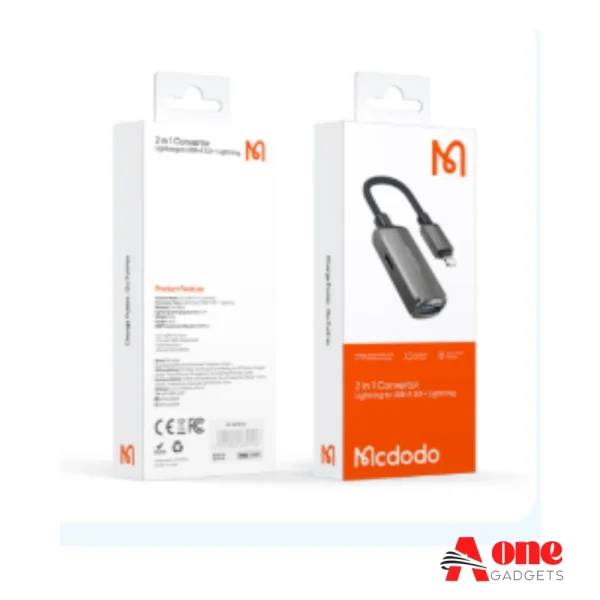 Mcdodo 2 in 1 USB Lightning OTG Adapter (CA-2690) for i-14 13 12 11 Pro Max Charge Data Transfer Converter U Disk Mouse