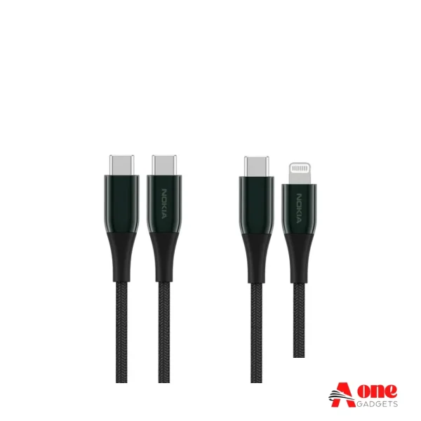 Nokia P8200C Combo USB-C & Lightning Data Cable 1.25m- Green