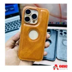 Premium Logo Cut Leather Mobile Case