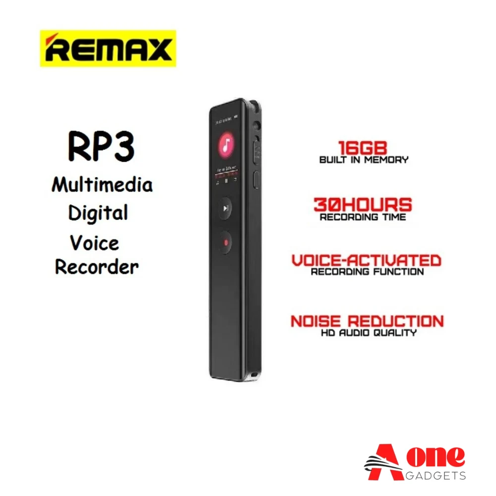 REMAX RP3 Digital Voice Recorder (16GB/1536K-BPS)