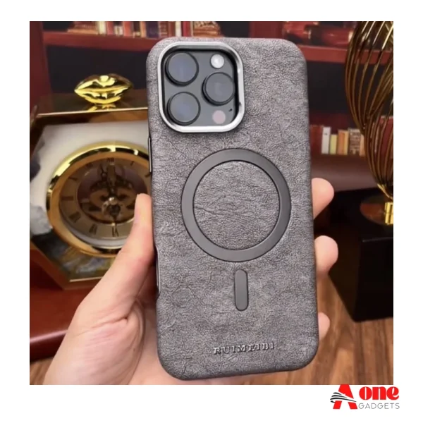 Ruimeibi.case Anti-Fall MagSafe Leather Case PU Leather Electroplated Bezel Case আইফোন কভার মোবাইল না