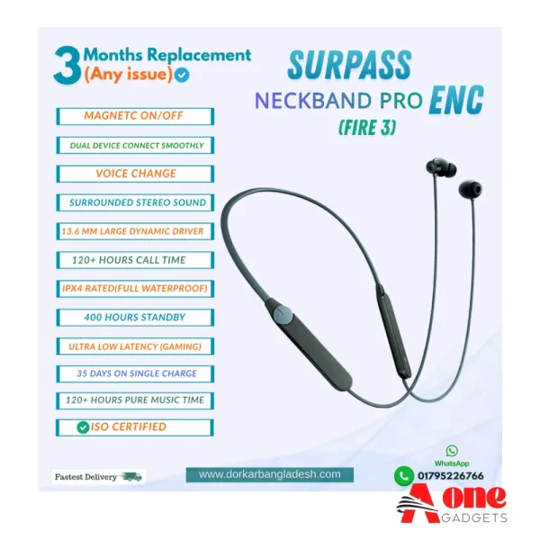 Surpass Neckband Pro ENC 120 Hours (Fire 3)