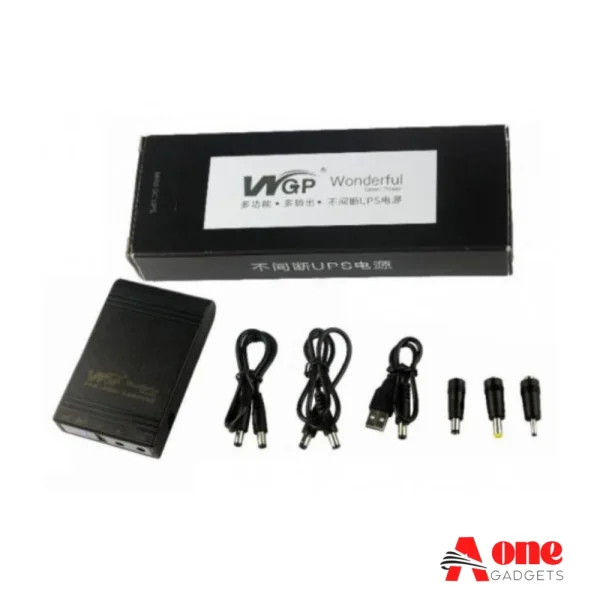 WGP Mini UPS- Router + ONU Backup up to 8 Hours (5V, 9V, 12V Output) – Black Color